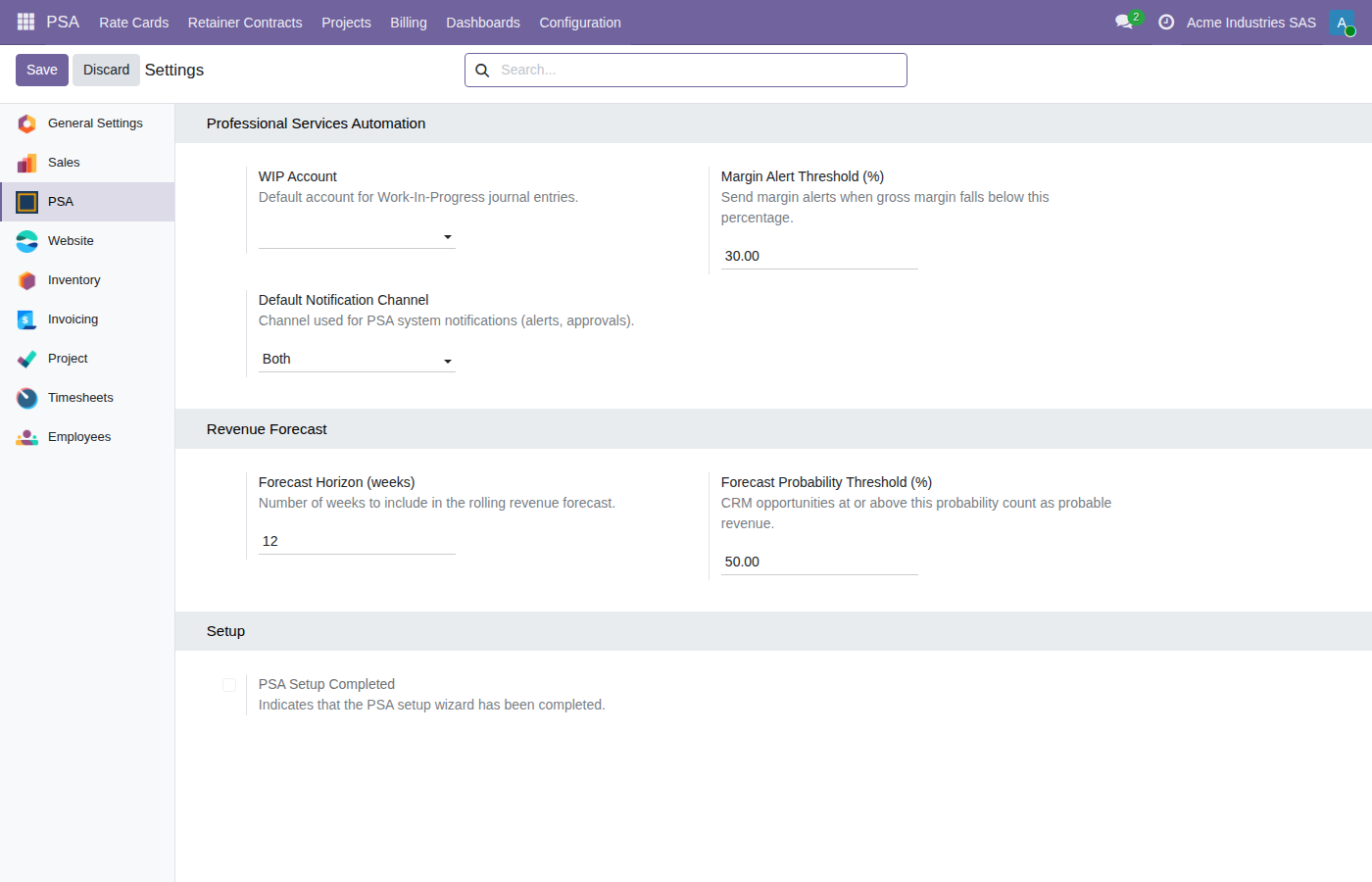 Professional Services Automation (PSA) for Odoo — captura