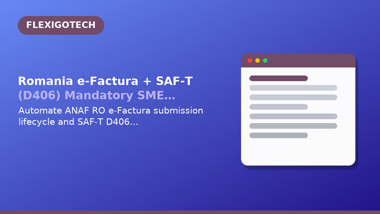 Romania e-Factura + SAF-T D406 SME Connector
