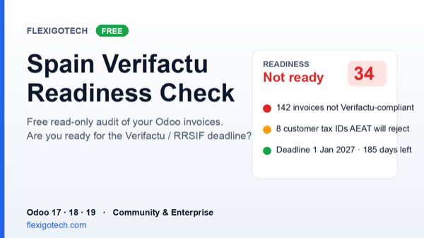 Spain Verifactu Readiness Check for Odoo