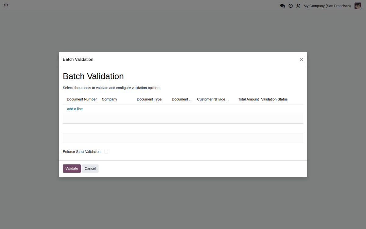 Colombia DIAN Electronic Equivalent POS Document Validator: real screenshot inside Odoo (3)