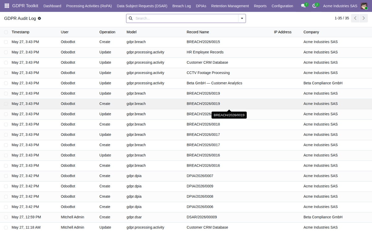 Audit Log