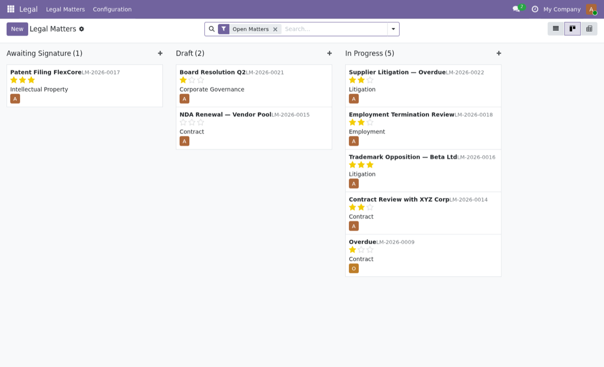 Legal Matters Kanban