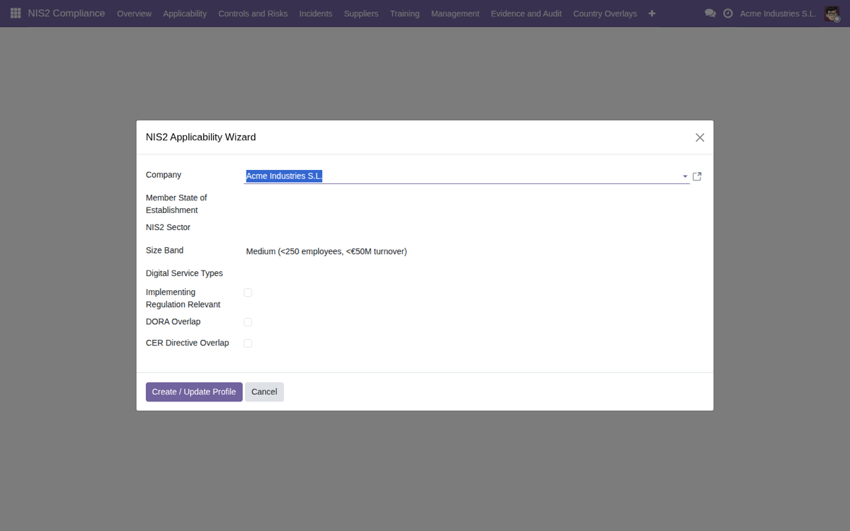 NIS2 applicability wizard