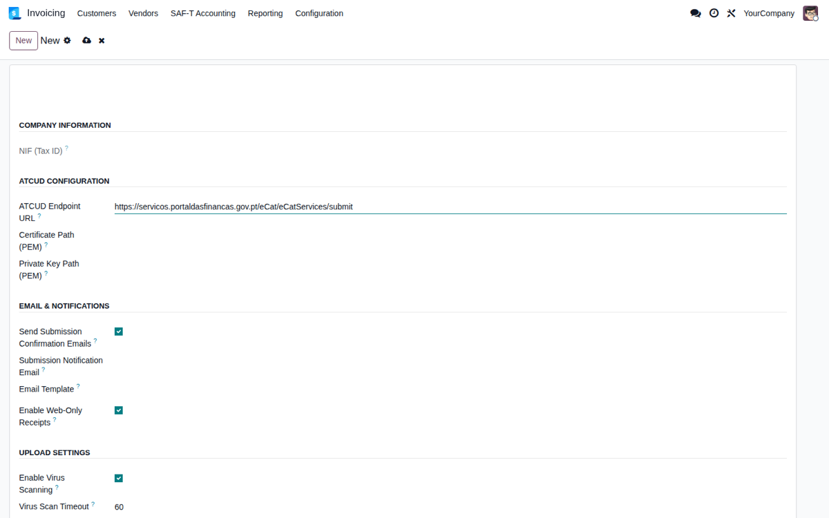 Portugal SAF-T Accounting + ATCUD Submission Tool — ATCUD & certificate setup
