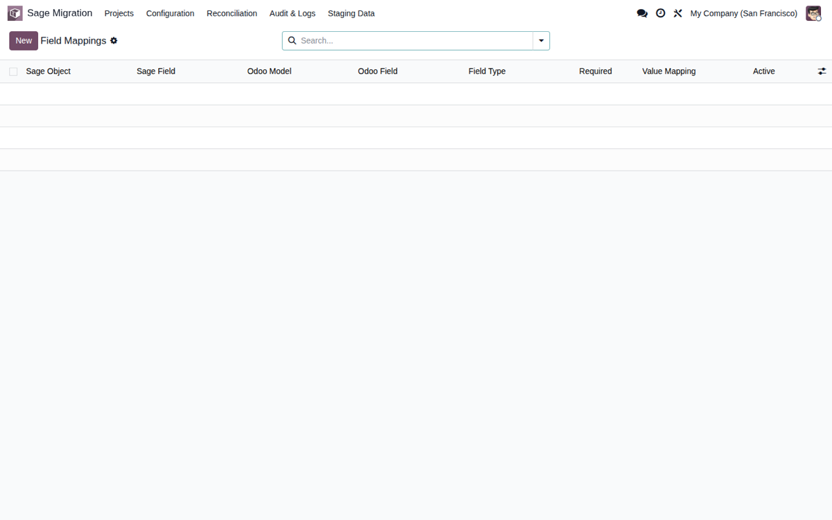 Flexigo Sage to Odoo 19 Migration Bundle — Declarative field mapping