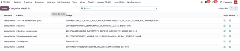 Catalogo de categorias Mirakl