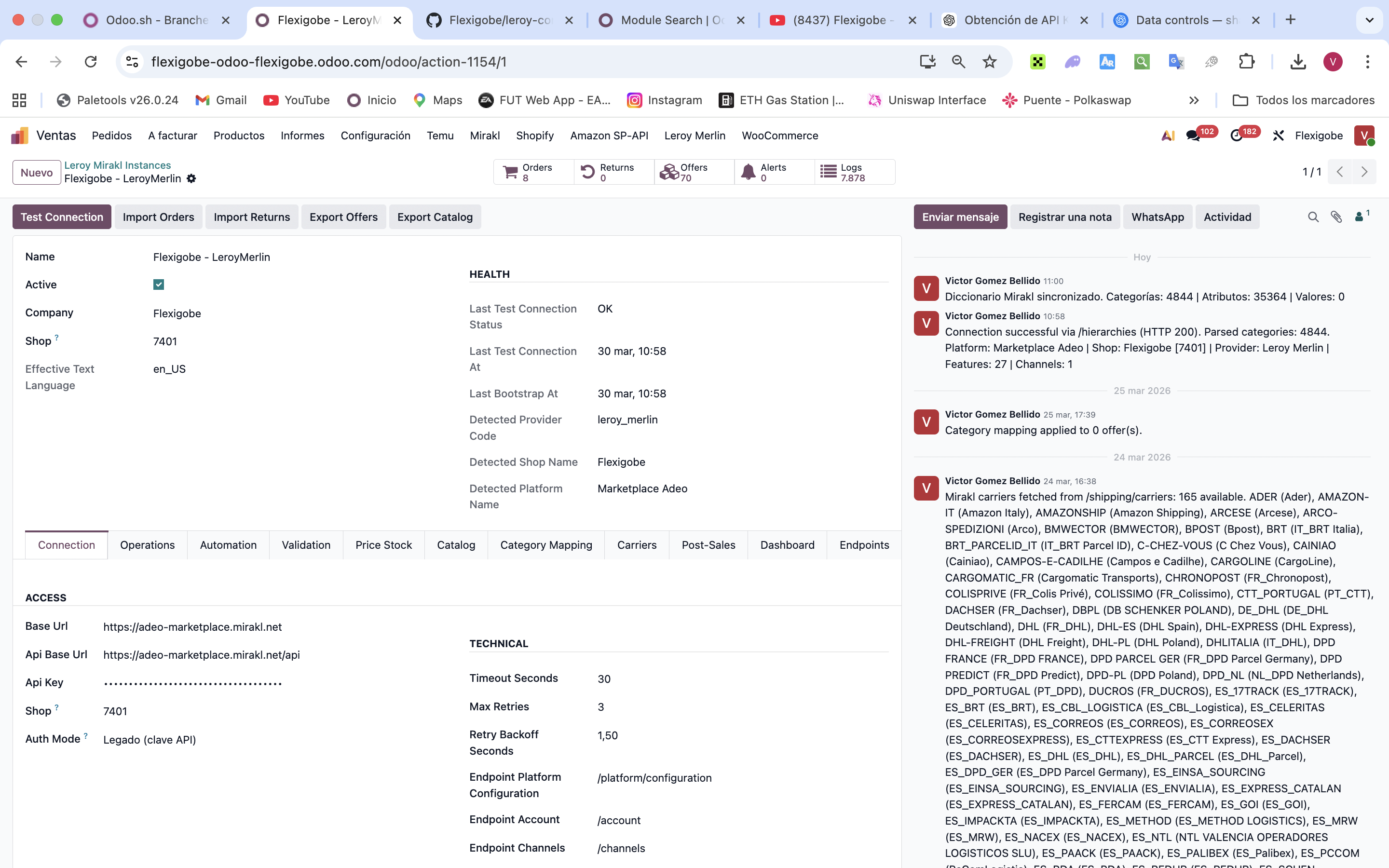 Control center Leroy Merlin en Odoo 19