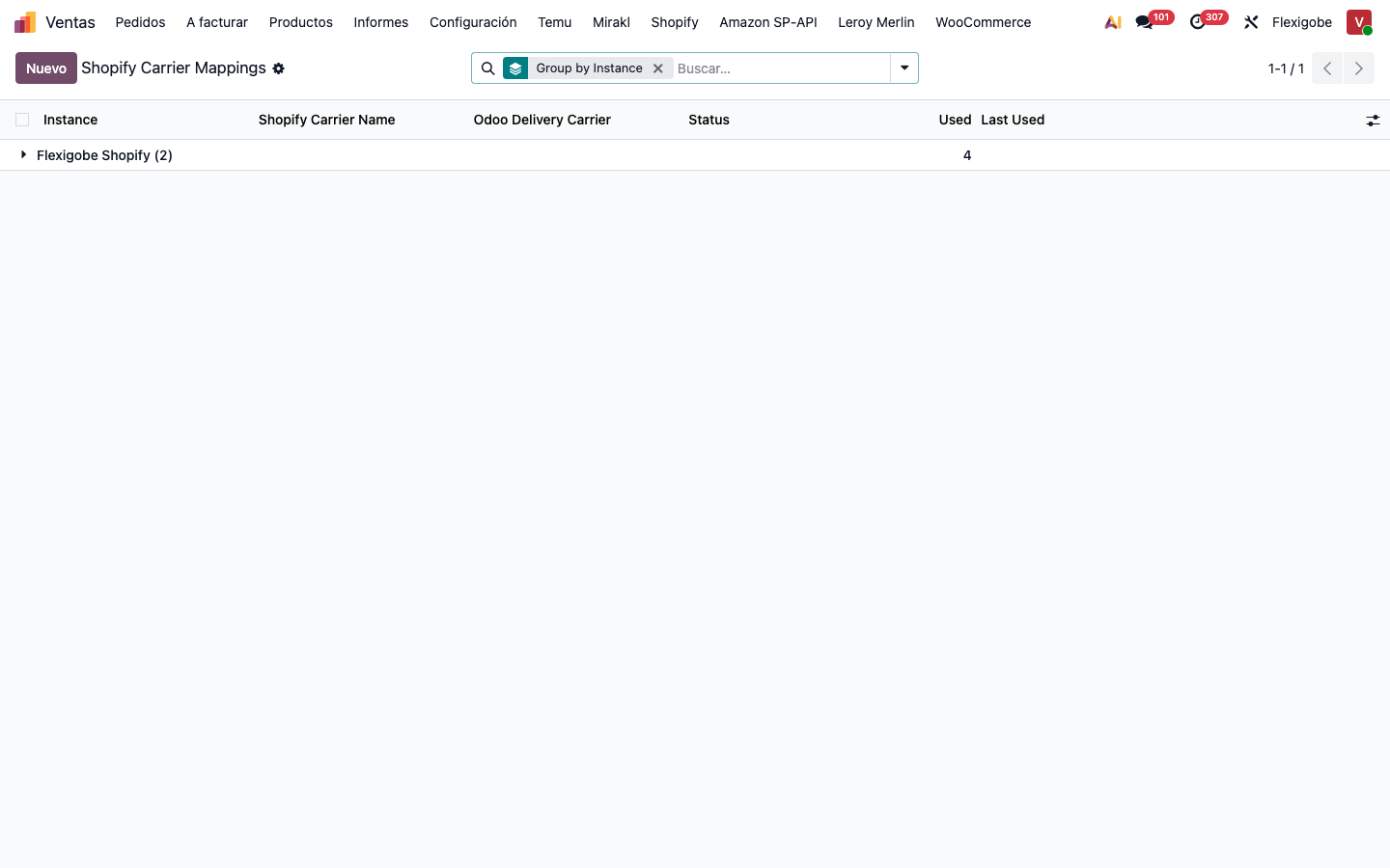 Mapeo de transportistas en Odoo 19