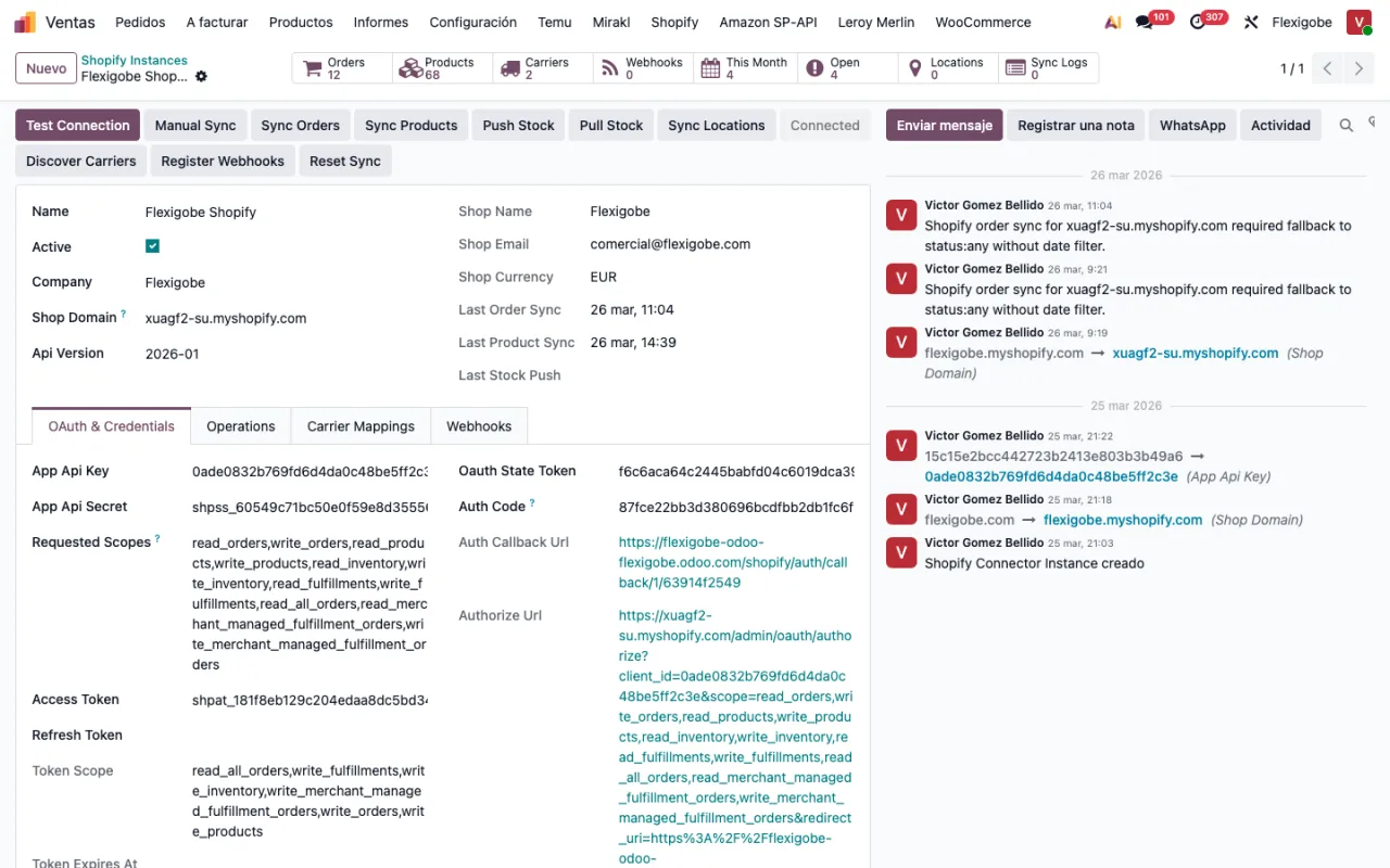 Centro de control en Odoo 19