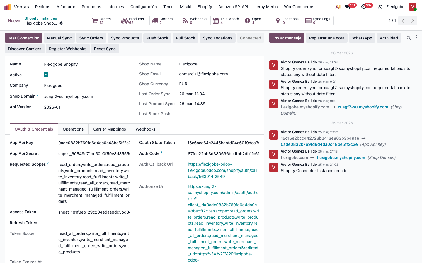 Centro de control en Odoo 19
