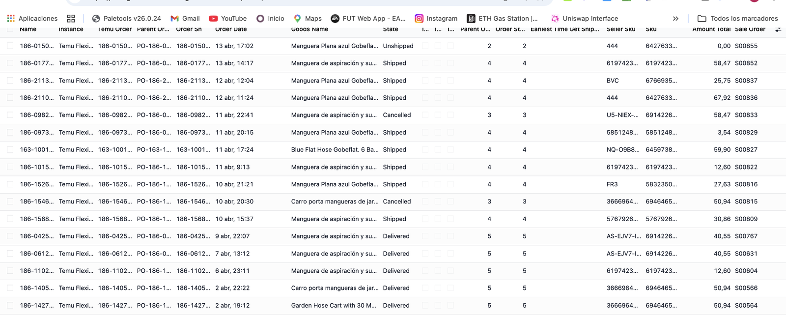 Pedidos sincronizados en Odoo 19